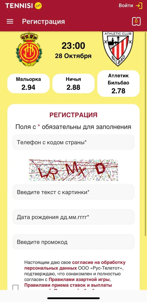 Ввод имени и фамилии в Tennisi