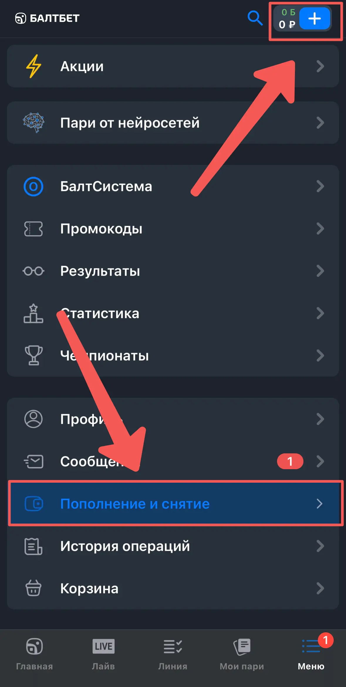 Пополнение +