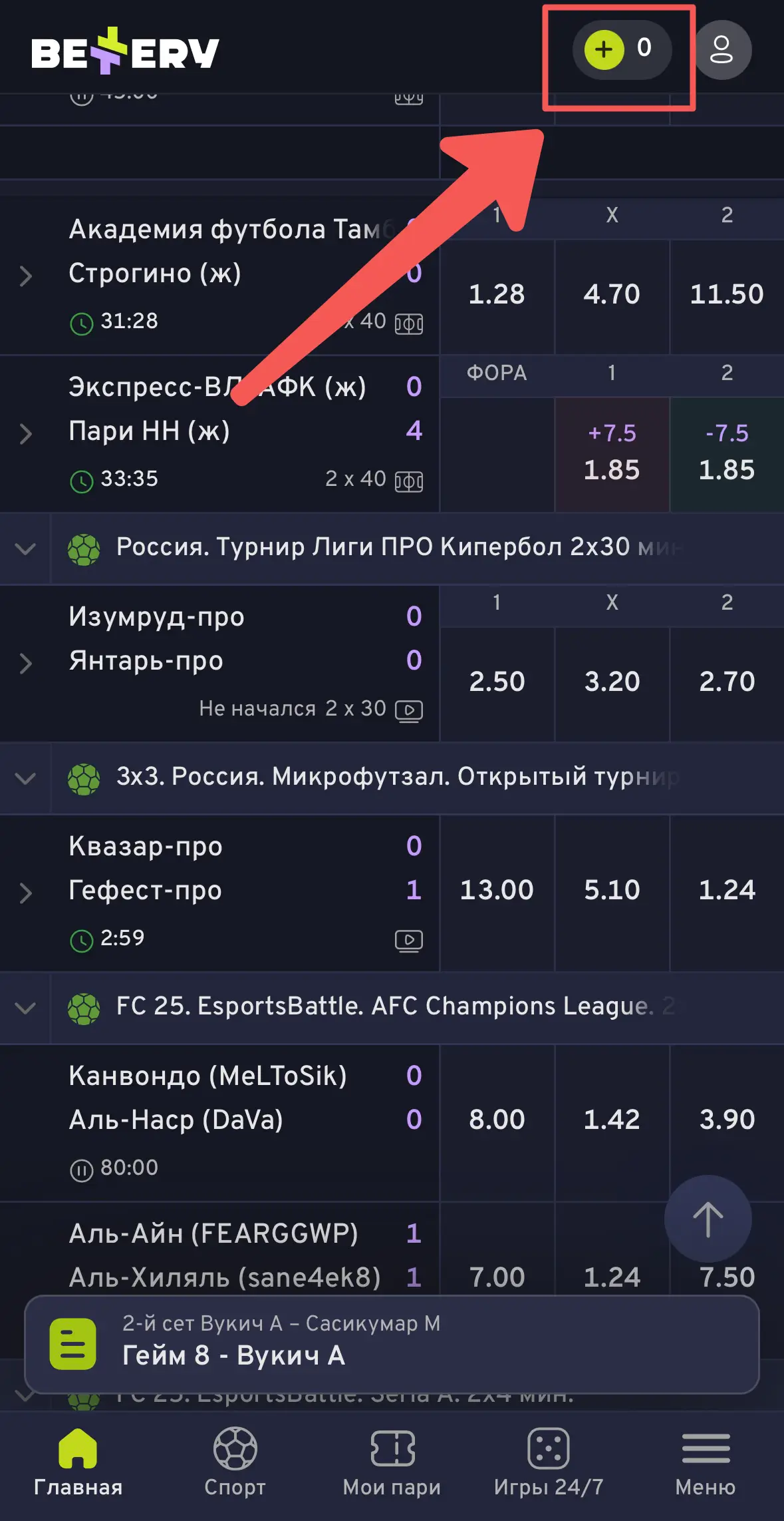 Пополнение +